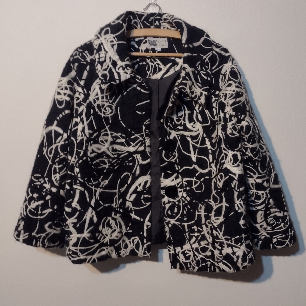Habitat 3/4 length sleeve wool felted swing hem coat Large
